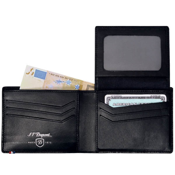 S.T. Dupont Men's Classic 6 Credit Cards Billfold Line D Leather Wallet,  Black, One Size