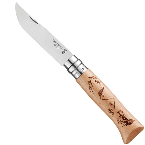 Opinel  No.08 Engraved Handle Folding Knife - Alpine Adventures 002186