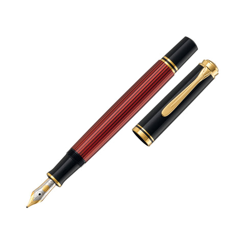 Pelikan M400 Souveraen Black/Red Fountain Pen With Gold, Medium 904920