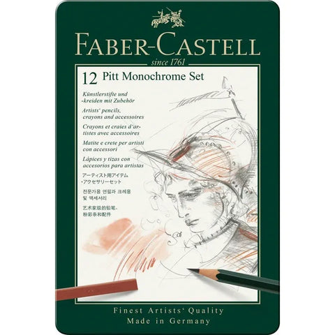 Faber-Castell Pitt Monochrome set tin of 12 112975