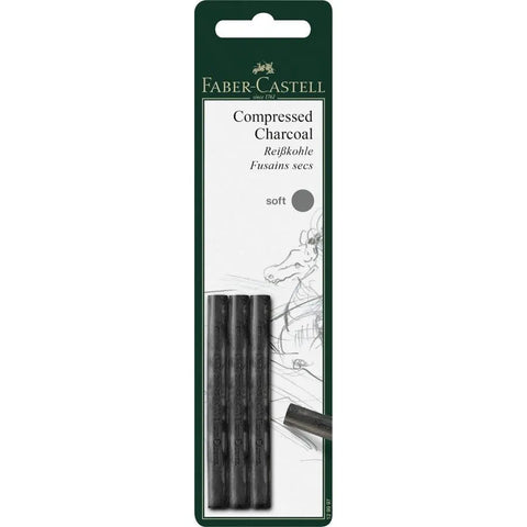 Faber-Castell Pitt compressed charcoal stick set of 3 soft 129997