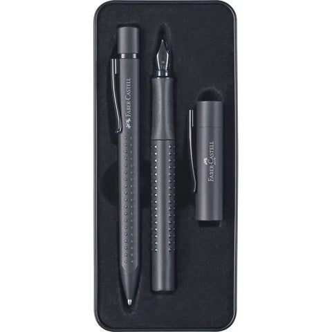 Faber-Castell Grip Edition fountain pen gift set, all black, 2 pieces 201626