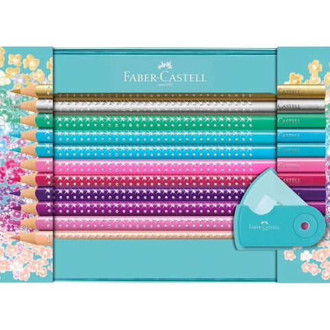 Faber-Castell Sparkle colour pencil set tin turquoise, 21 pieces 201641