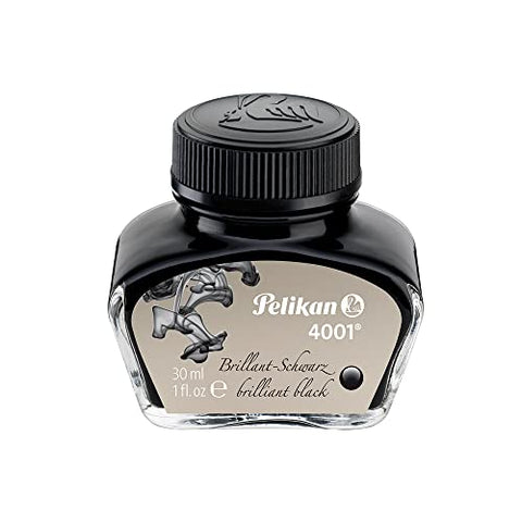 Pelikan Brilliant Black Bottled Ink for Fountain Pens, 30ml (4001)