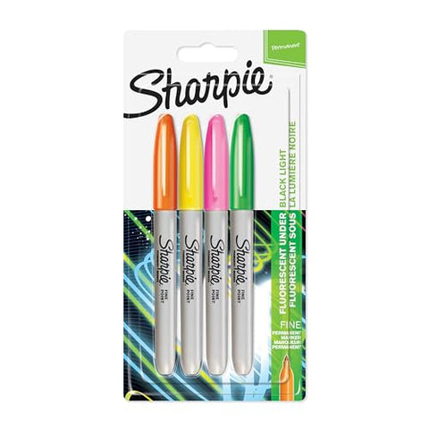 Sharpie Permanent Markers | Fine Point | Assorted Neon Colours | 4 Count