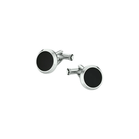 Montblanc Cuff Links, Stainless Steel, Black Onyx 112896