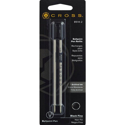 Cross Ballpoint Pen Refill - Black - Fine - Dual Pack 8514-2