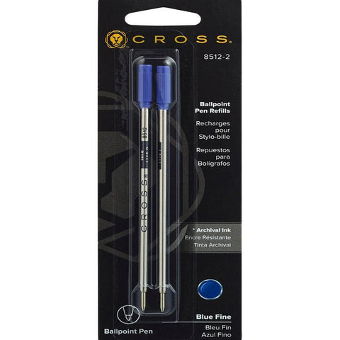 Cross Ballpoint Pen Refill - Blue - Fine - Dual Pack 8512-2