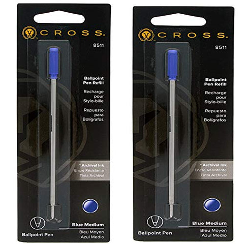 Cross 8511 Refills for Ballpoint Pens, Medium, Blue Ink, 2/Pack (8511)