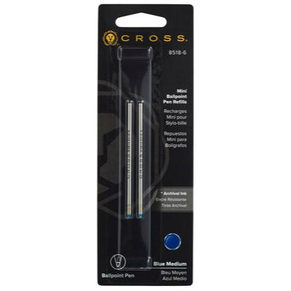 Cross Mini Ballpoint Pen Refill - Blue - Medium - Dual Pack 8518-6