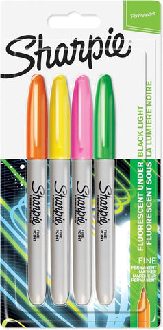 Sharpie Neon Permanent Markers Fine Point Assorted Colors 4 Count